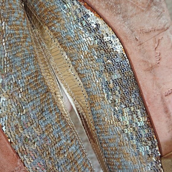 Rene Caovilla gold tone sequin satin ballet flat size 37.5 - Picture 11 of 16